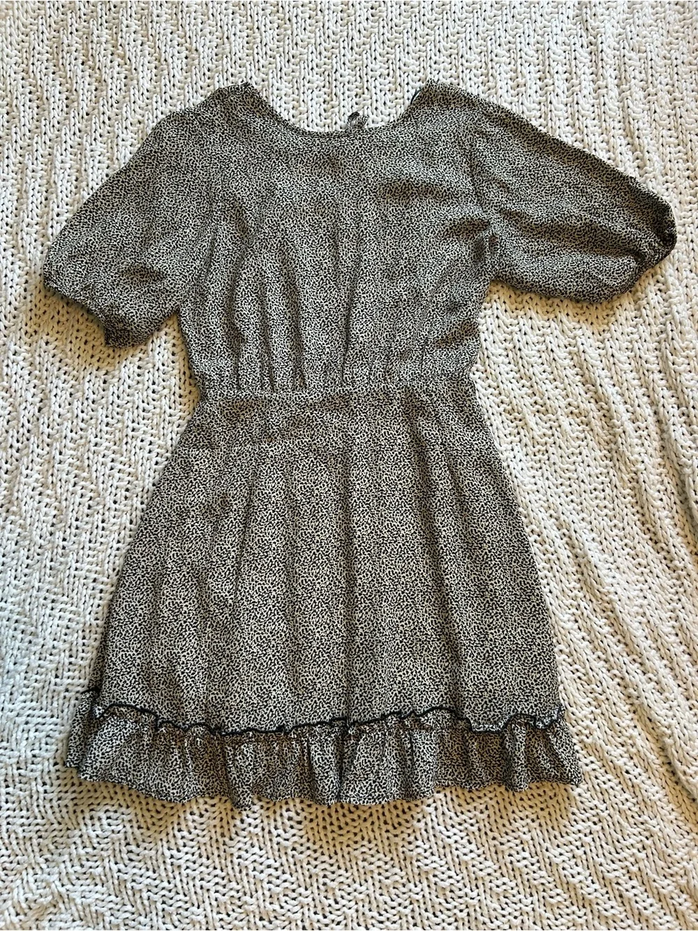 Sienna Sky Black & White Microdot Ruffle-Hem Dress
